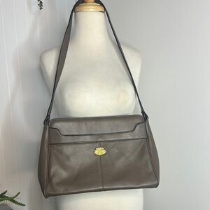 Etienne Aigner Taupe Leather Messenger Bag